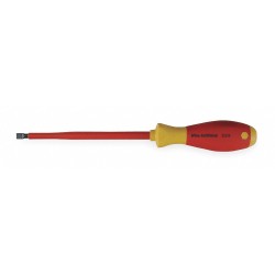 WIHA Desarmador Plano Aislado, 10-1/2", Moldeado, 0.39", 6", 1/4", Plana