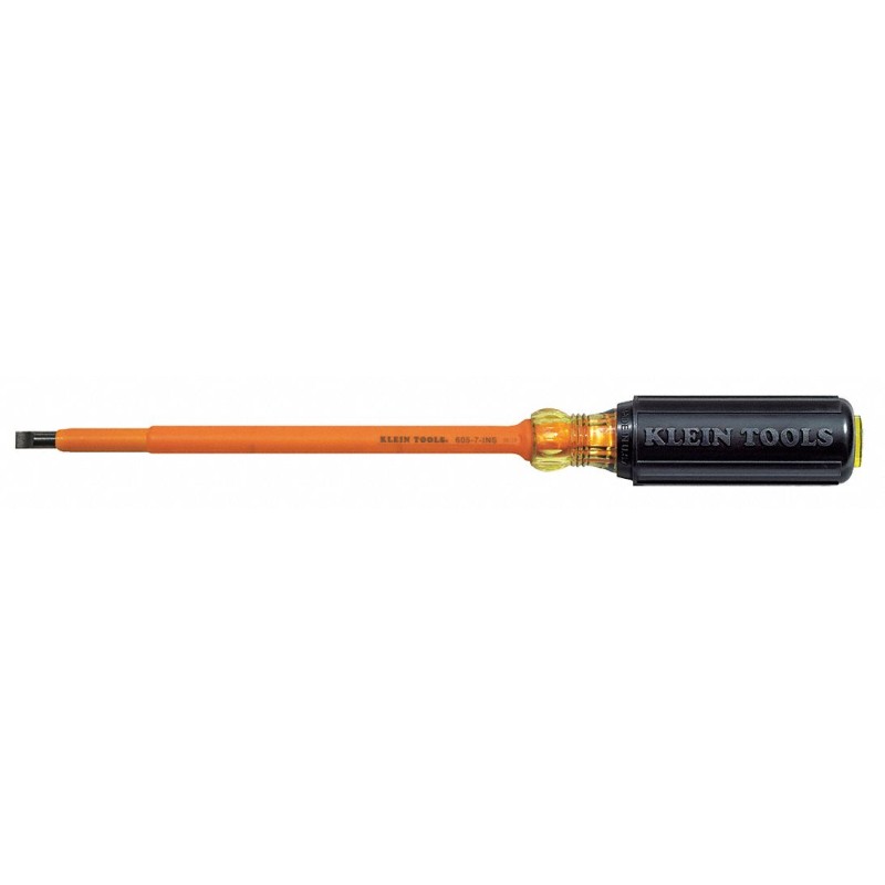 KLEIN TOOLS Desarmador Plano Aislado, 11-1/4", Aislado, 0.4", 7", 1/4", Plana