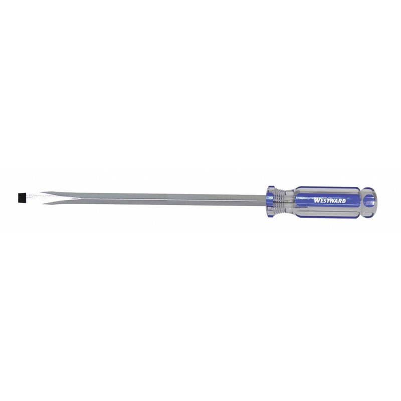 WESTWARD Desarmador Plano de Uso General, 16-3/4", Acanalado, 0.5", 12", 1/2", Plana