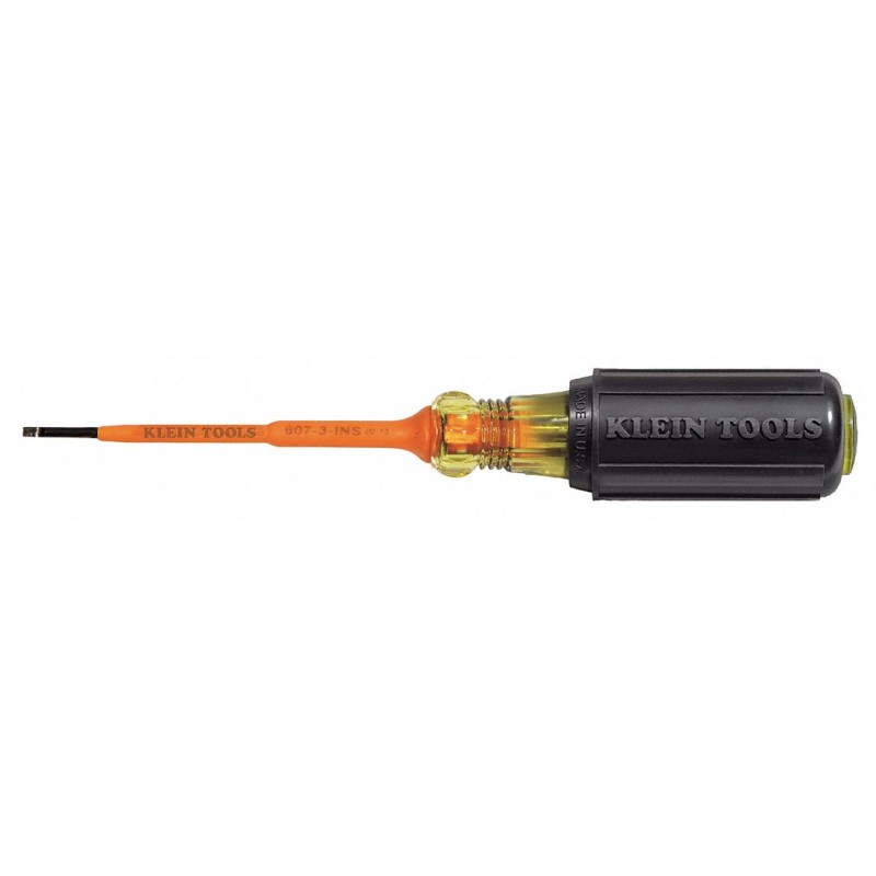 KLEIN TOOLS Desarmador Plano Aislado, 6-3/4", Aislado, 0.25", 3", 3/32", Plana