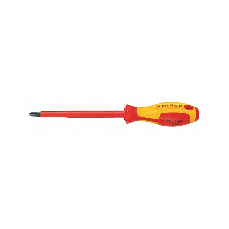 KNIPEX Desarmador Phillips Aislado, 7-1/2", Ergonómico, 0.18", 3-1/8", #1, Phillips