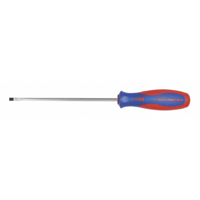 WESTWARD Desarmador Plano de Uso General, 10", Ergonómico, 0.13", 6", 3/16", Plana