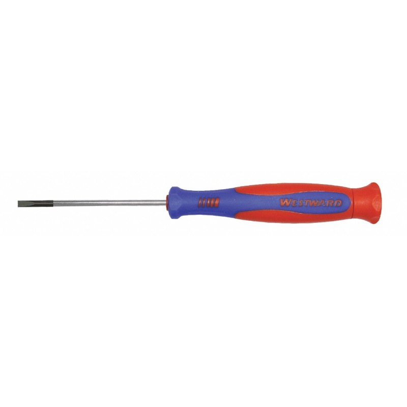WESTWARD Desarmador Plano de Precisión, 6-1/4", Ergonómico, 0.13", 2-1/2", 3/32", Plana