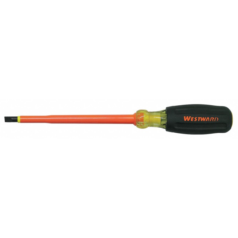 WESTWARD Desarmador Plano Aislado, 12-3/4", Acanalado, 8", 3/8", Plana