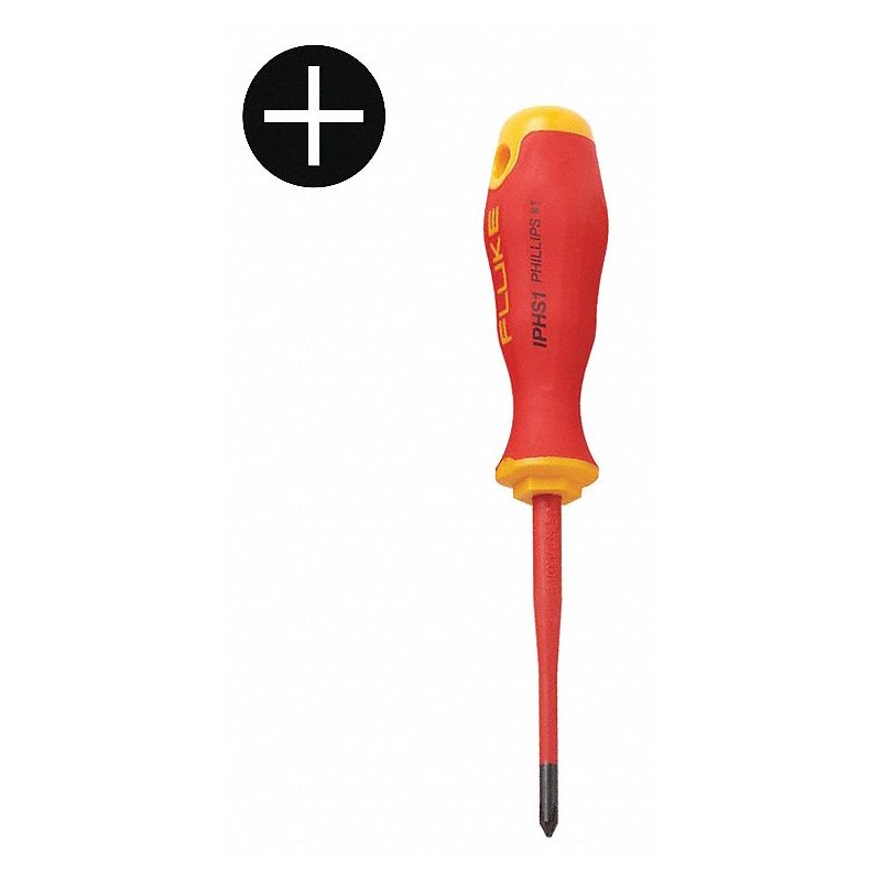 FLUKE Desarmador, 6-11/16", Ergonómico, 6mm, 3", #1, Phillips
