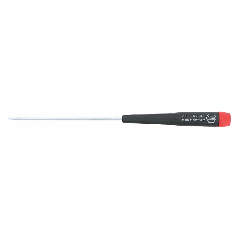 WIHA Desarmador Plano de Precisión, 7-3/4", Moldeado, 0.1", 4", 3/32", Plana