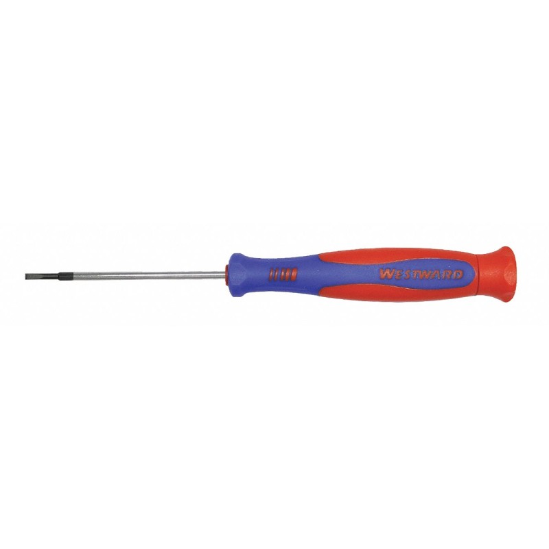 WESTWARD Desarmador Plano de Precisión, 6-1/4", Ergonómico, 2-1/2", 1.8mm, Plana