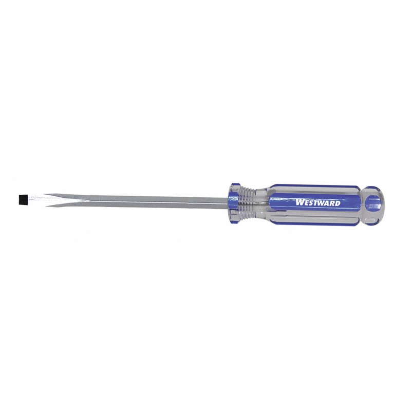WESTWARD Desarmador Plano de Uso General, 10-1/2", Acanalado, 0.33", 6", 5/16", Plana
