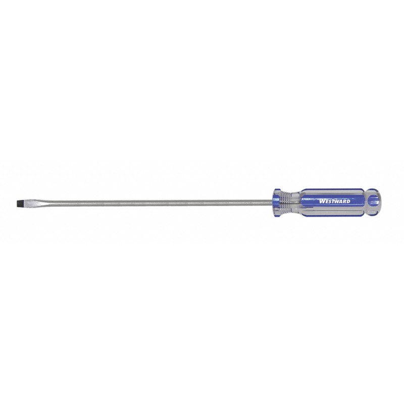 WESTWARD Desarmador Plano con Punta Magnética, 8-1/2", Acanalado, 0.13", 6", 1/8", Plana
