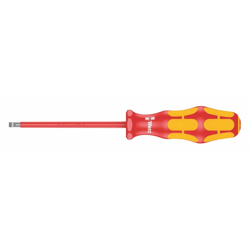 WERA Desarmador Plano Aislado, 7", Ergonómico, Plano Aislado, 4", 1/8", Plana
