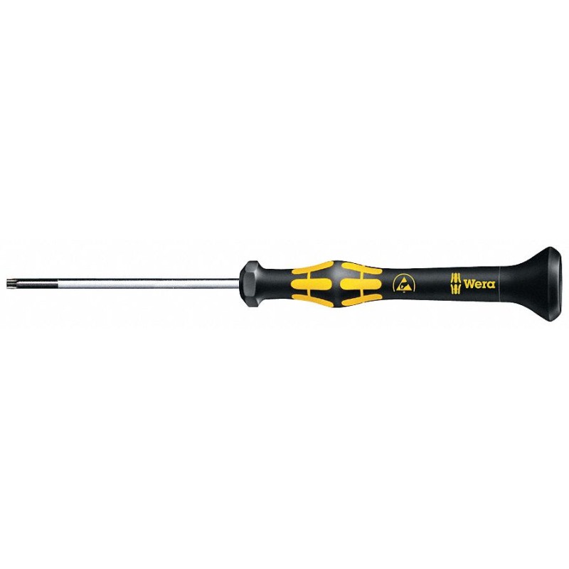 WERA Desarmador Torx de Precisión Seguro ESD, 5-1/4", Ergonómico, 1-9/16", T5, Torx(R)