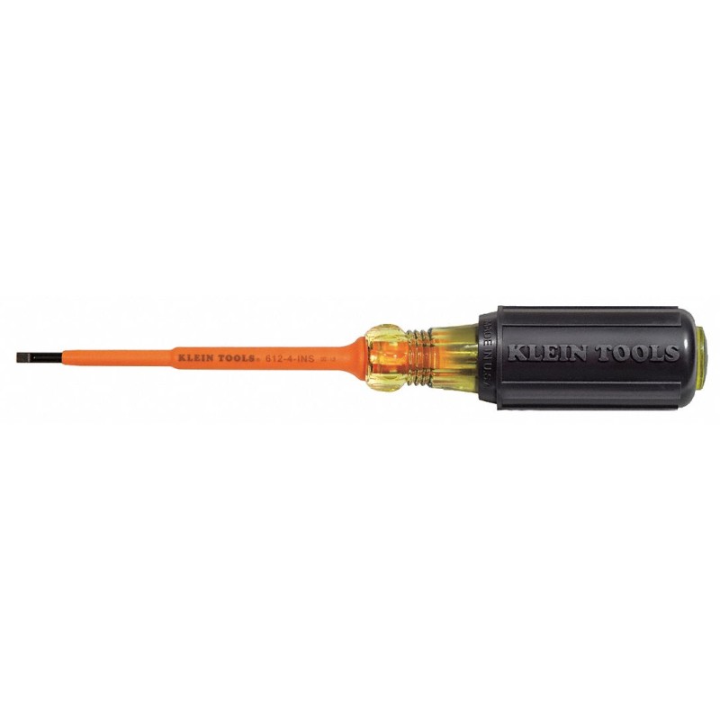 KLEIN TOOLS Desarmador Plano Aislado, 7-3/4", Aislado, 0.28", 4", 1/8", Plana
