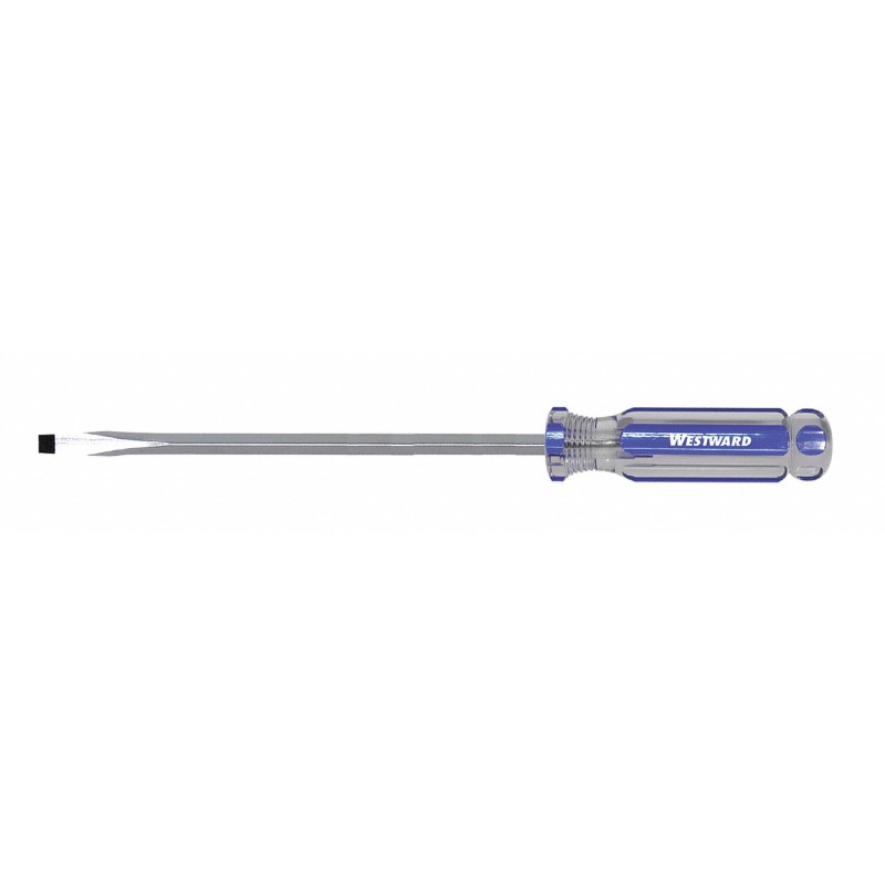 WESTWARD Desarmador Plano de Uso General, 12-1/2", Acanalado, 0.33", 8", 5/16", Plana
