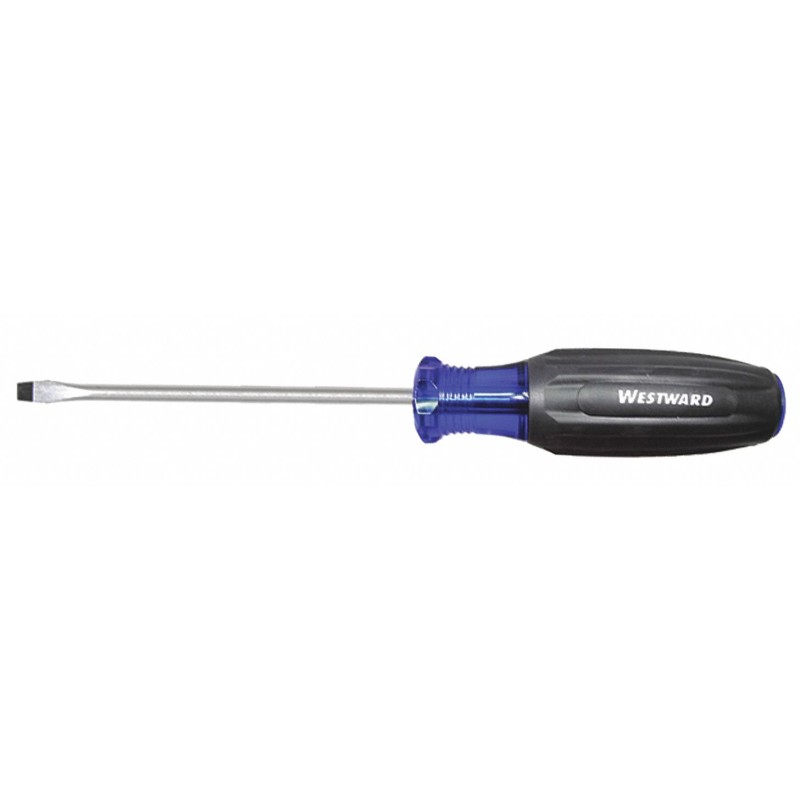 WESTWARD Desarmador Plano de Uso General, 7-3/4", Ergonómico, 0.13", 4", 3/16", Plana
