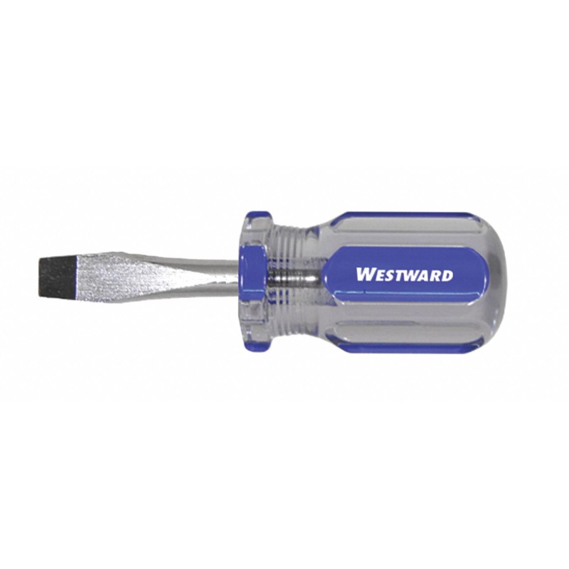 WESTWARD Desarmador Plano de Uso General, 3-1/2", Acanalado, 0.25", 1-1/2", 1/4", Plana