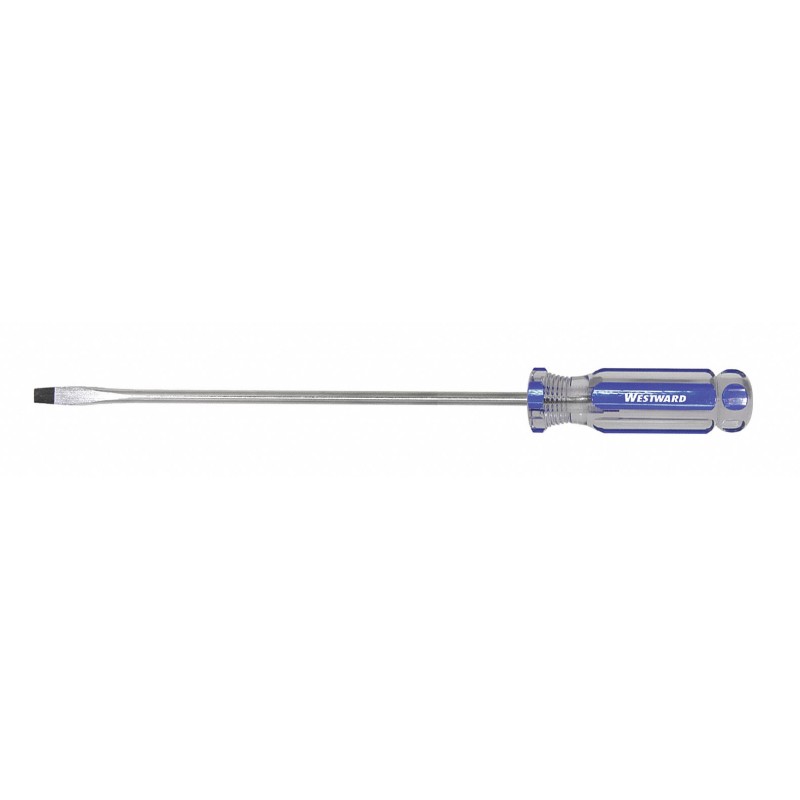WESTWARD Desarmador Plano de Uso General, 11-1/2", Acanalado, 0.13", 8", 3/16", Plana