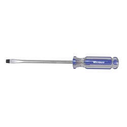 WESTWARD Desarmador Plano de Uso General, 10", Acanalado, 0.25", 6", 1/4", Plana