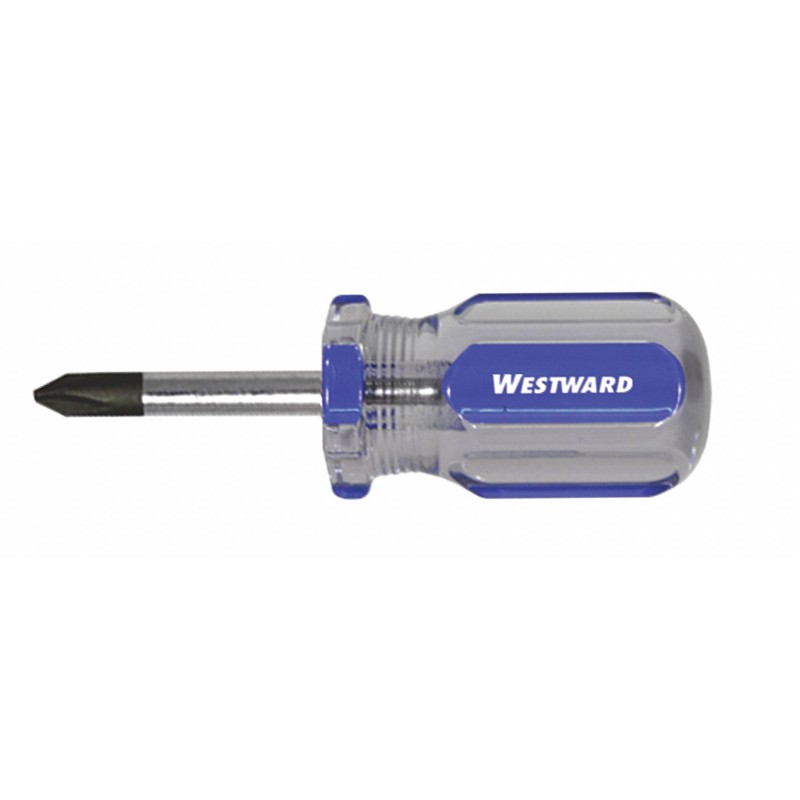 WESTWARD Desarmador Phillips de Uso General, 3-1/2", Acanalado, 0.25", 1-1/2", #2, Phillips