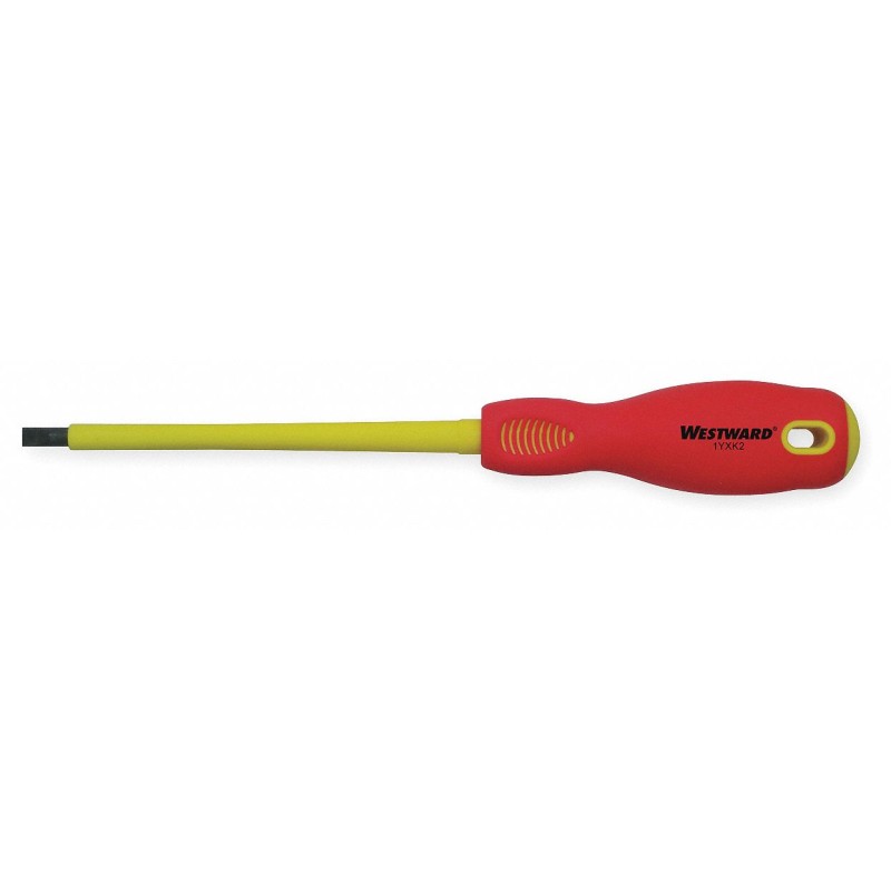 WESTWARD Desarmador Plano Aislado, 9", Moldeado, 5", 7/32", Plana