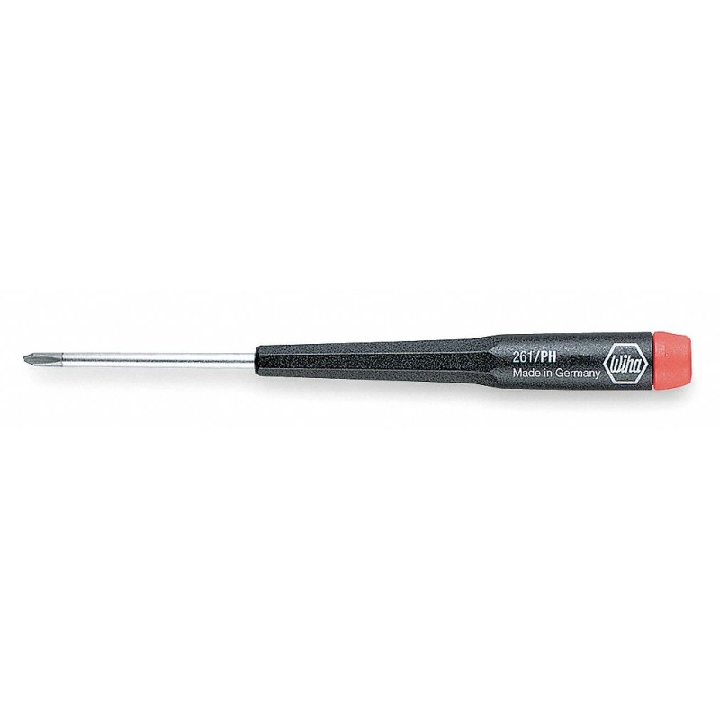 WIHA Desarmador Phillips de Precisión, 6-1/2", Moldeado, Precisión Phillips, 0.16", 2-3/8", #1