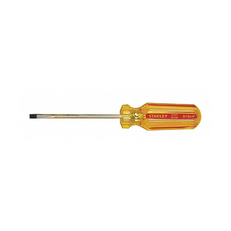 STANLEY Desarmador, 9-13/32", Ergonómico, 6", 3/16", Plana