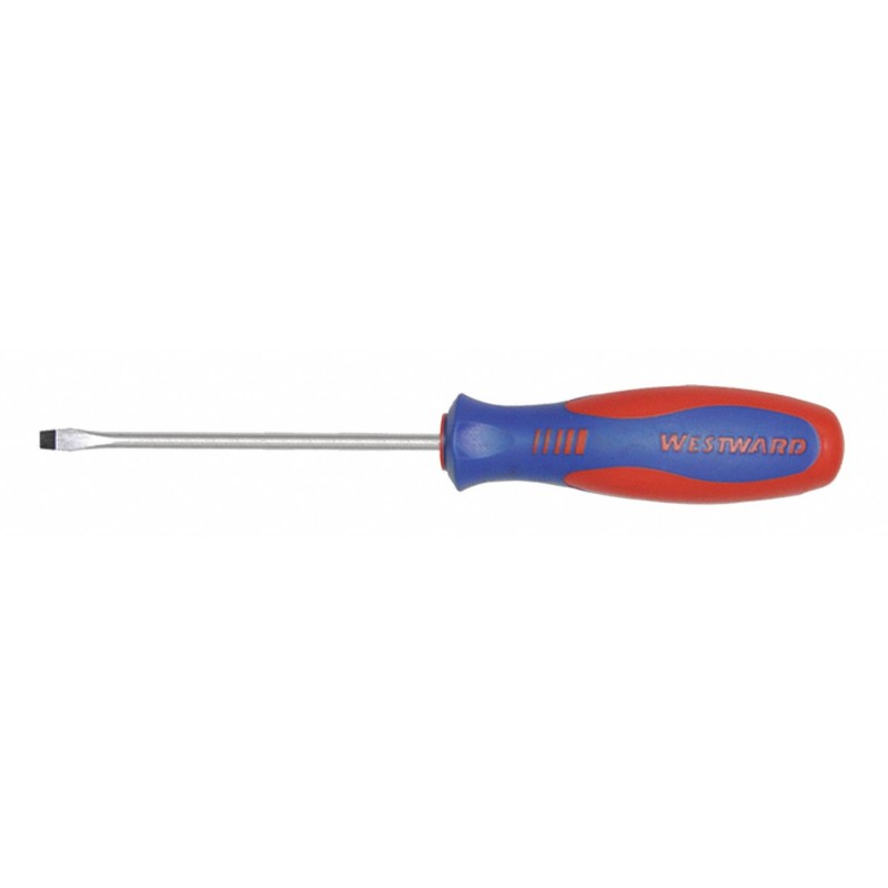 WESTWARD Desarmador Plano de Uso General, 8", Ergonómico, 0.13", 4", 3/16", Plana