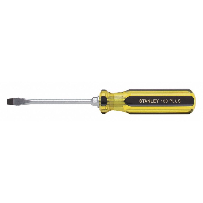 STANLEY Desarmador Plano de Uso General, 8-1/4", Ergonómico, 0.31", 4", 1/4", Plana