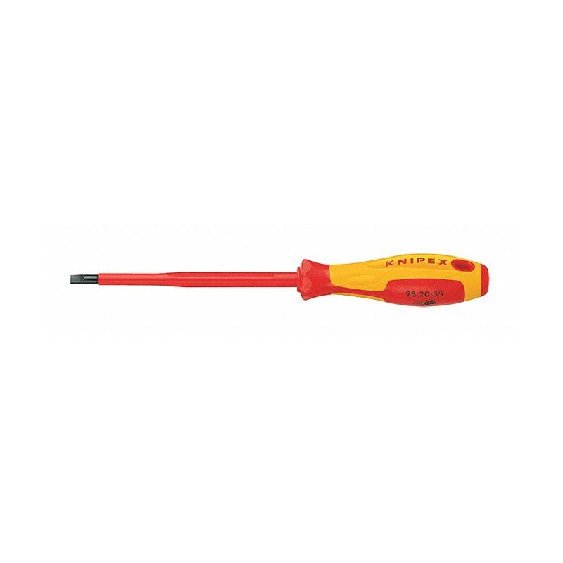 KNIPEX Desarmador Plano Aislado, 7", Ergonómico, 0.1", 2-15/16", 7/64", Plana