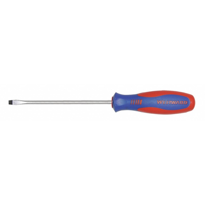 WESTWARD Desarmador Plano de Uso General, 7", Ergonómico, 0.13", 4", 1/8", Plana